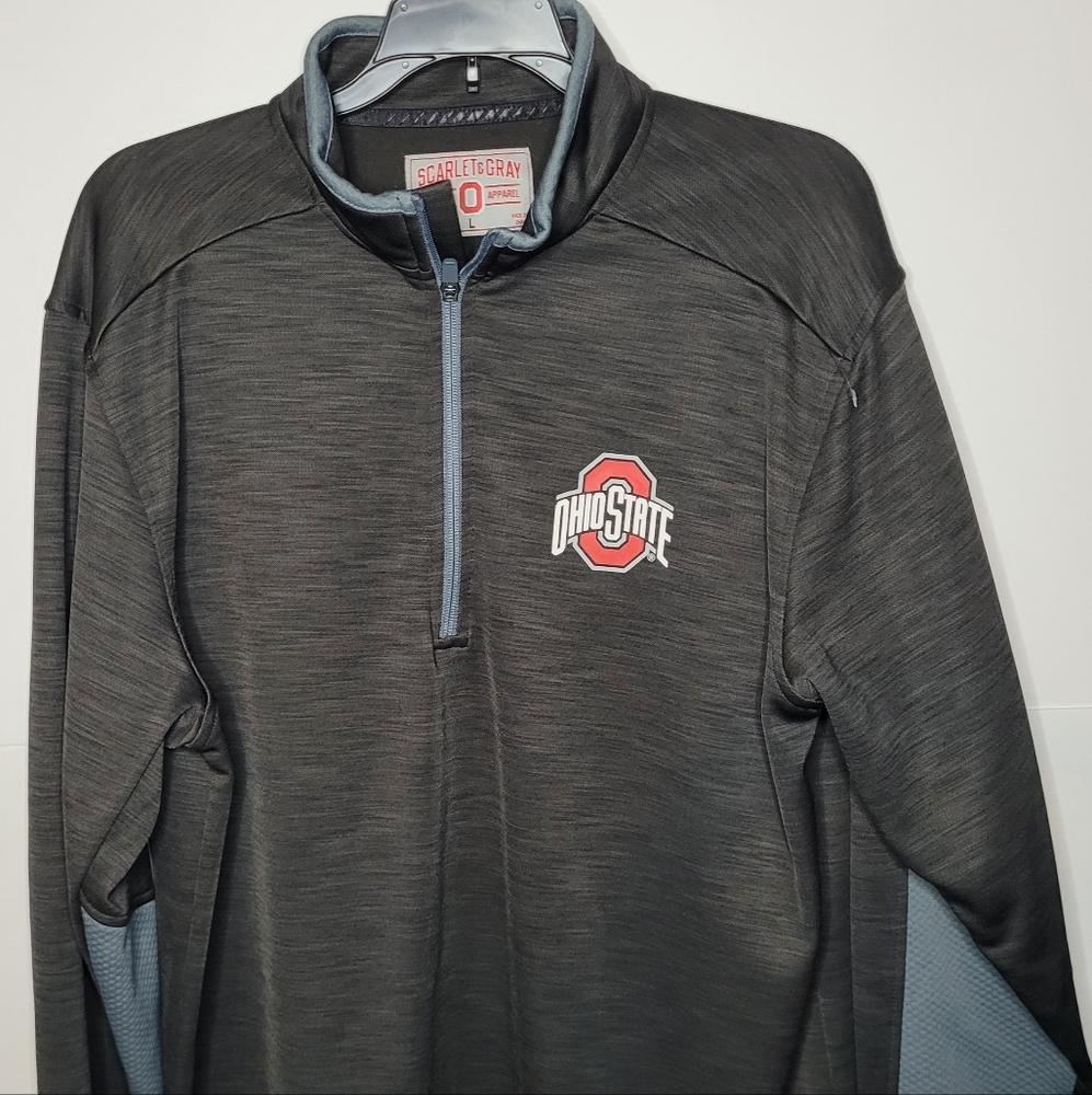 Scarlet & Gray Ohio St Buckeyes Mens 1/4 Zip Pullover Size Large